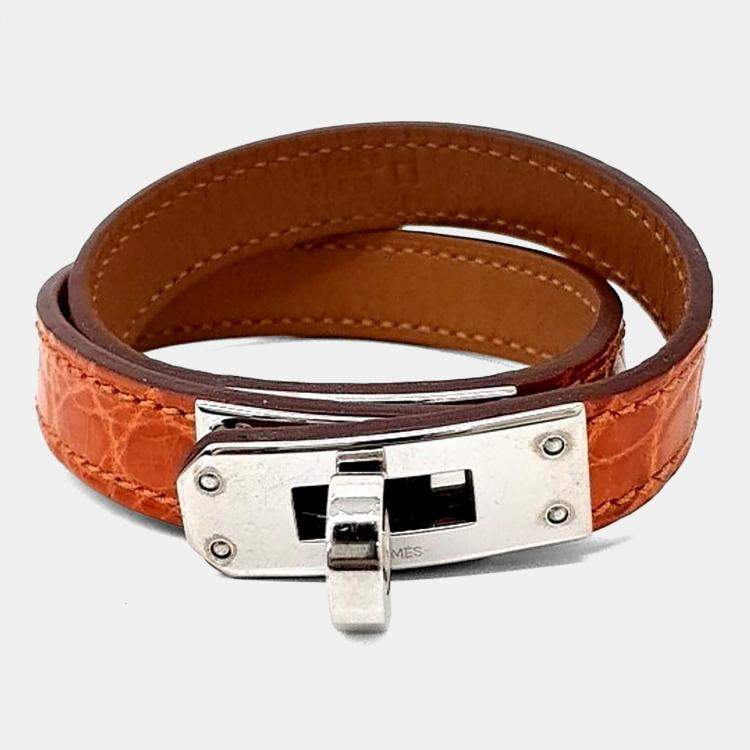 Pre Owned Hermes Brown Crocodile Kelly Bracelet
