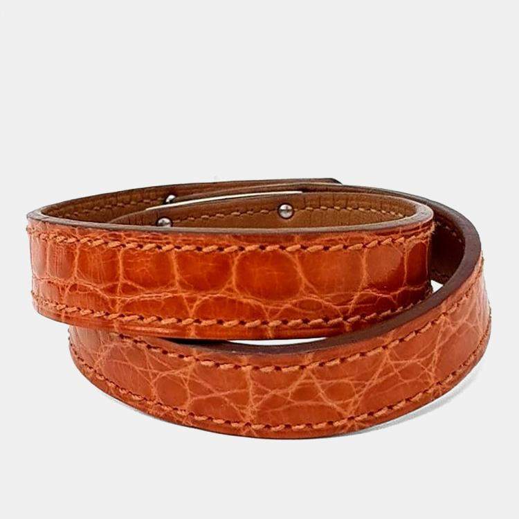 Pre Owned Hermes Brown Crocodile Kelly Bracelet