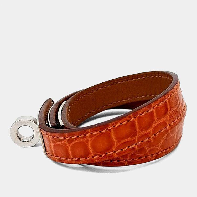 Pre Owned Hermes Brown Crocodile Kelly Bracelet