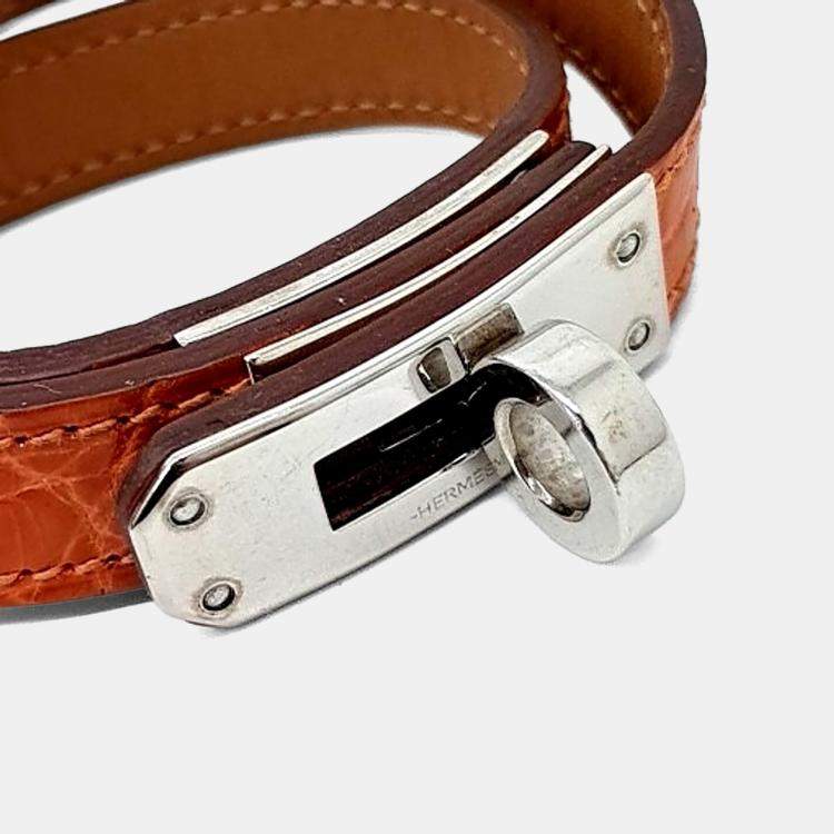 Pre Owned Hermes Brown Crocodile Kelly Bracelet