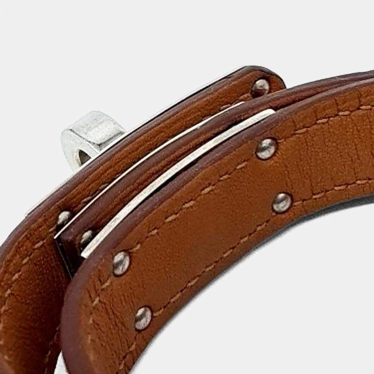 Pre Owned Hermes Brown Crocodile Kelly Bracelet