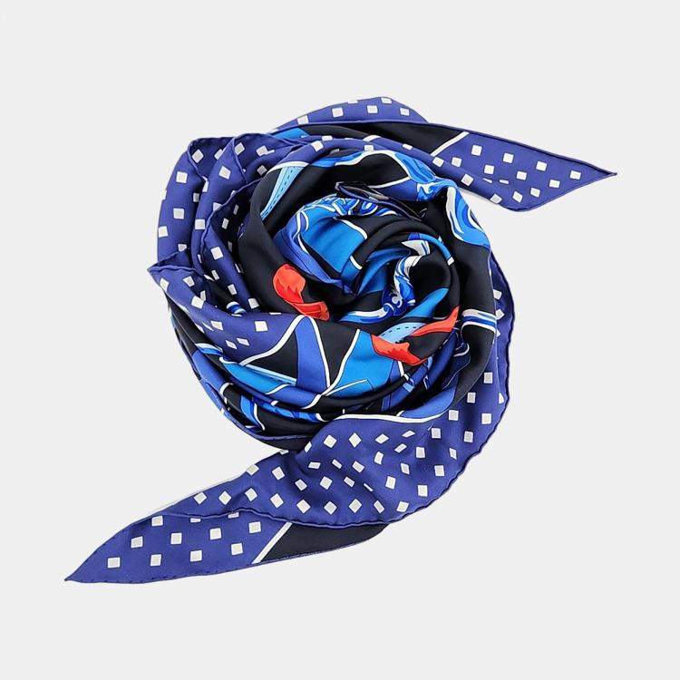 Pre Owned Hermes Silk Blue Giant Triangle Scarf