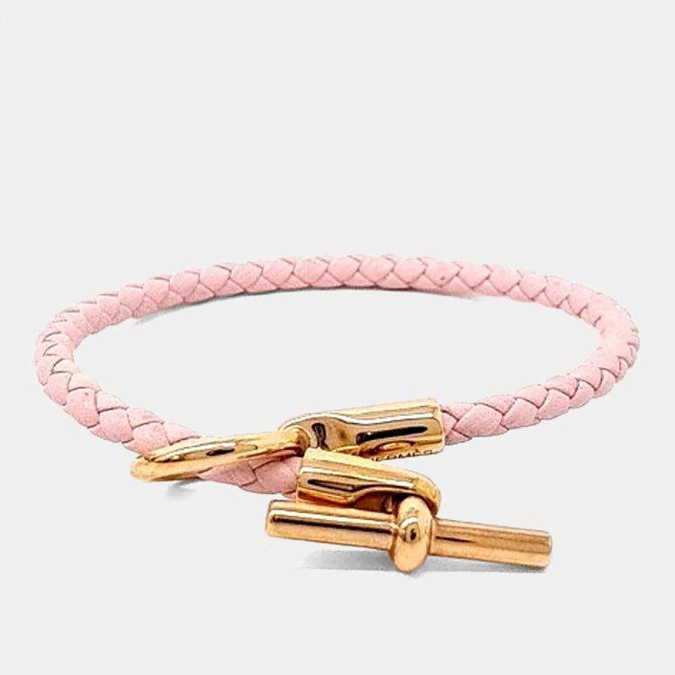 Pre Owned Hermes Pink Leather Glennan Bracelet