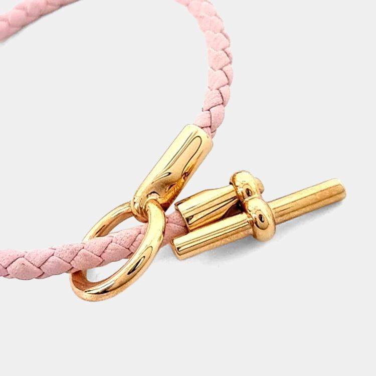 Pre Owned Hermes Pink Leather Glennan Bracelet