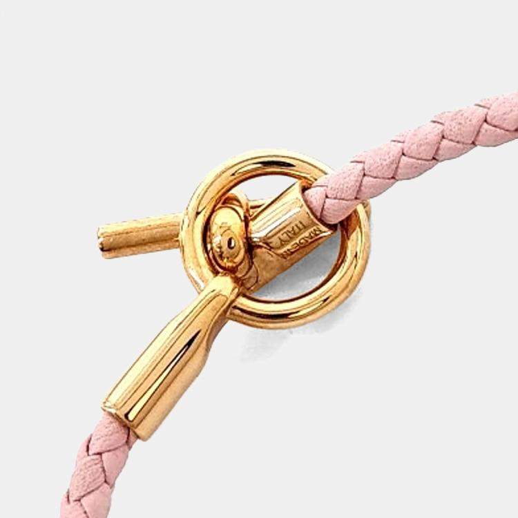 Pre Owned Hermes Pink Leather Glennan Bracelet