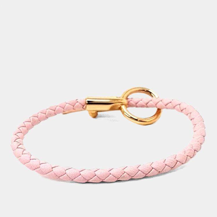 Pre Owned Hermes Pink Leather Glennan Bracelet