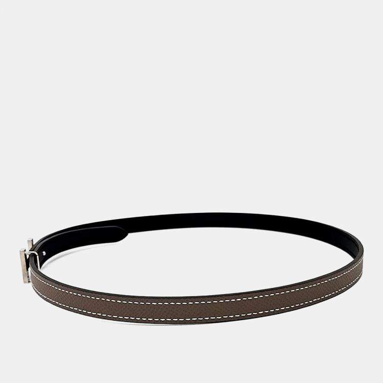مملوكة مسبقًا Hermes Leather Brown H Reversible Belt