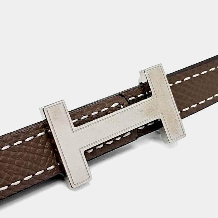 مملوكة مسبقًا Hermes Leather Brown H Reversible Belt