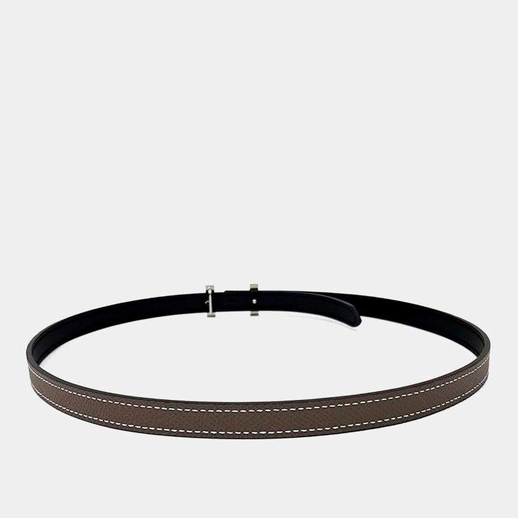 مملوكة مسبقًا Hermes Leather Brown H Reversible Belt