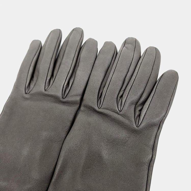 Pre Owned Hermes Grey Leather Gloves