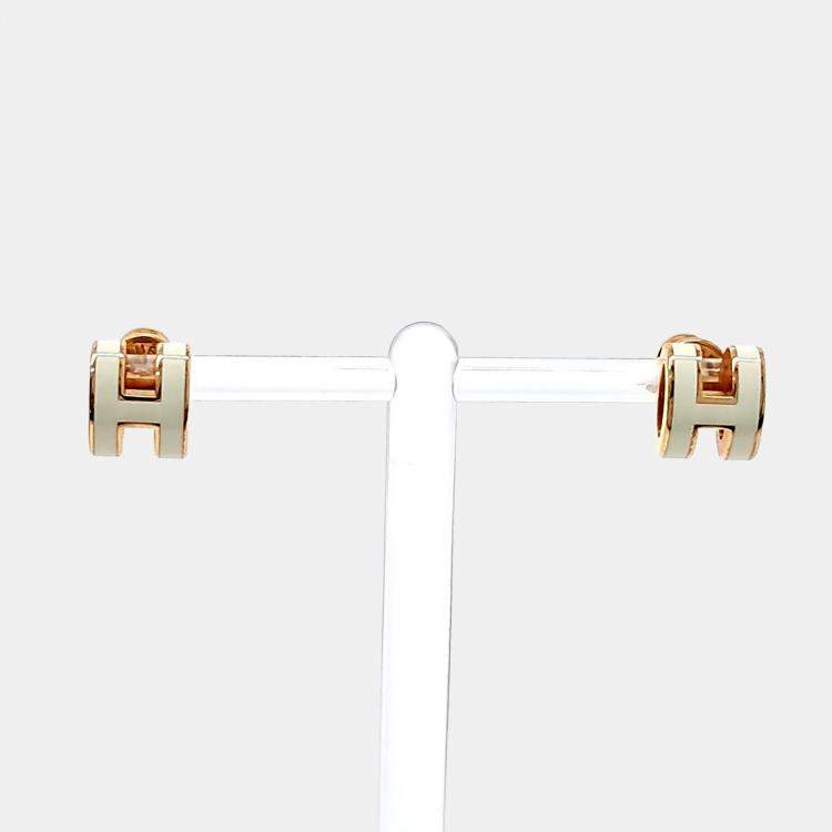 Pre Owned Hermes Mini Pop H Logo Earrings