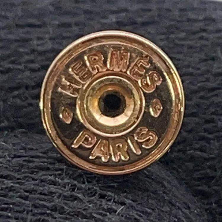 Pre Owned Hermes Earrings Mini Maillon Black Metal Enamel