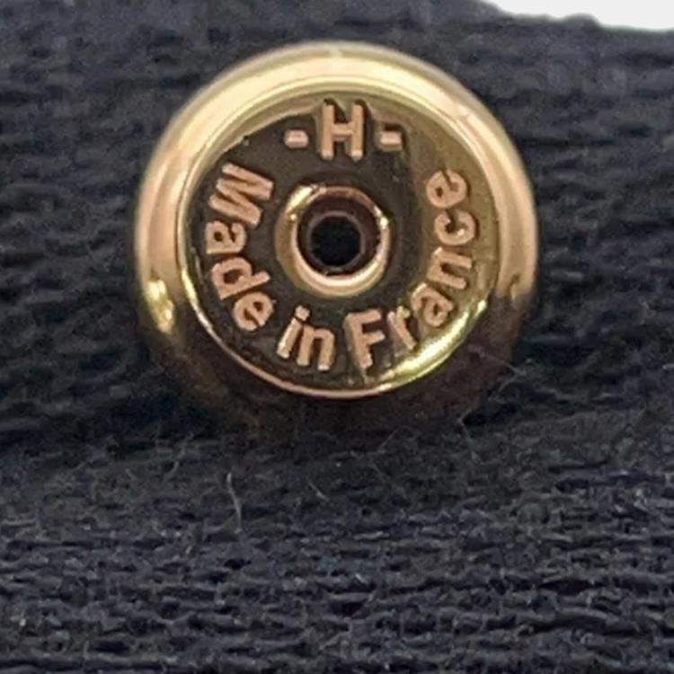 Pre Owned Hermes Earrings Mini Maillon Black Metal Enamel