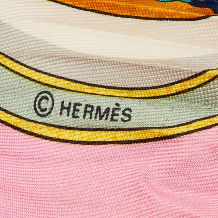 Pre Owned Hermes Pink Qu' Importe Le Flacon Silk Pleated Scarf