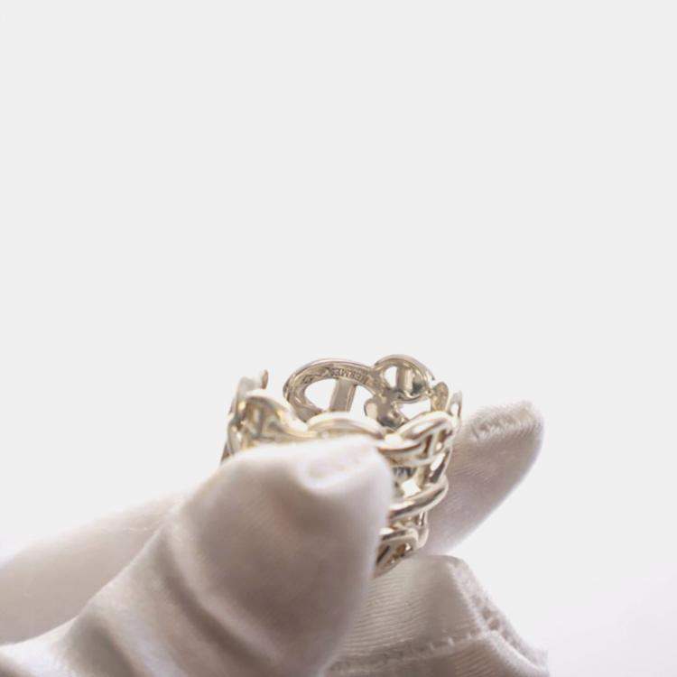 Pre Owned Hermes Large Model Chaine D'Ancre Enchainee Ring Sz 56