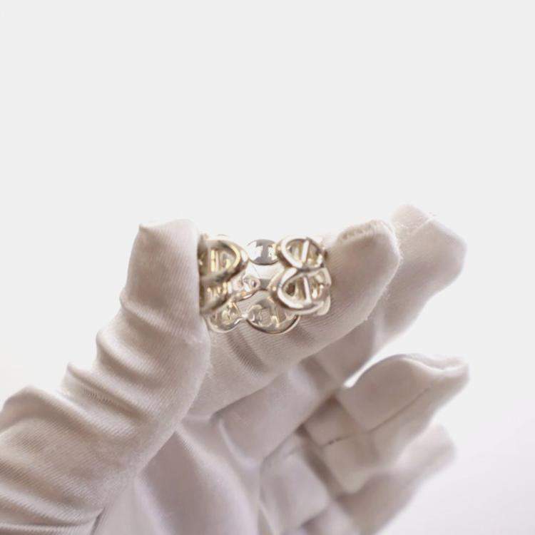 Pre Owned Hermes Large Model Chaine D'Ancre Enchainee Ring Sz 56