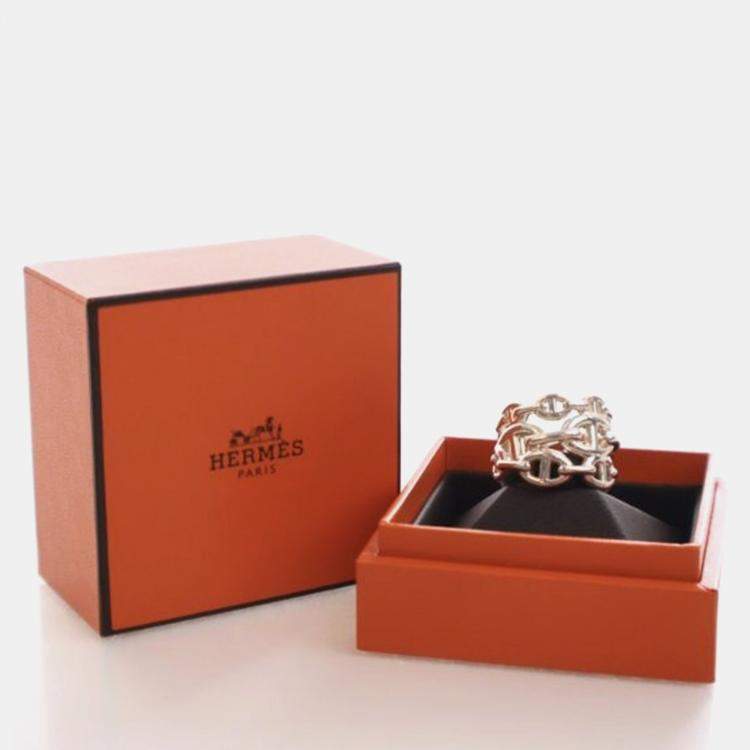 Pre Owned Hermes Large Model Chaine D'Ancre Enchainee Ring Sz 56
