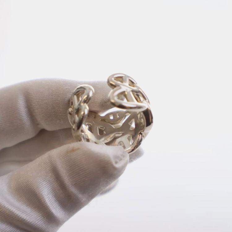 Pre Owned Hermes Large Model Chaine D'Ancre Enchainee Ring Sz 56