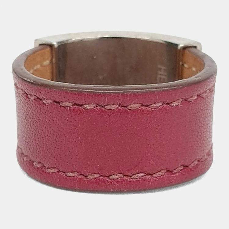 مملوكة مسبقًا Hermes Leather and Metal Scarf Ring