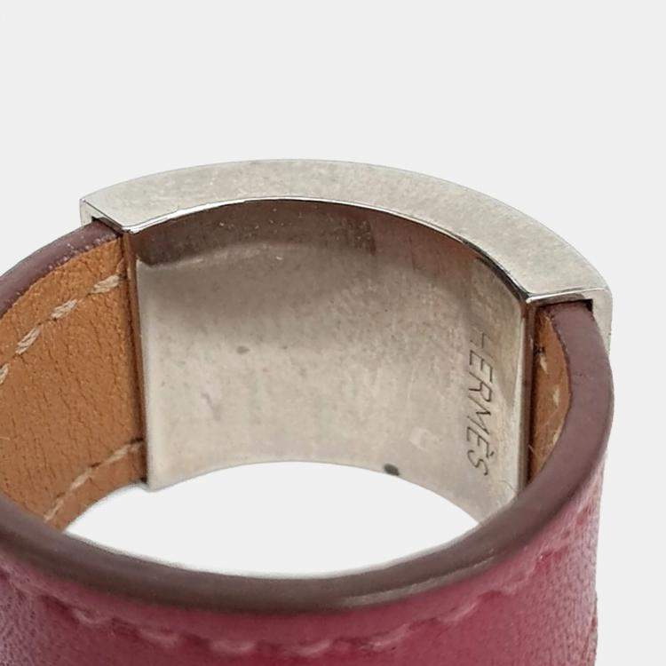 مملوكة مسبقًا Hermes Leather and Metal Scarf Ring