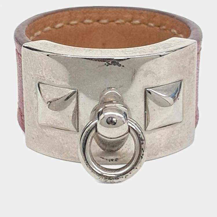 مملوكة مسبقًا Hermes Leather and Metal Scarf Ring
