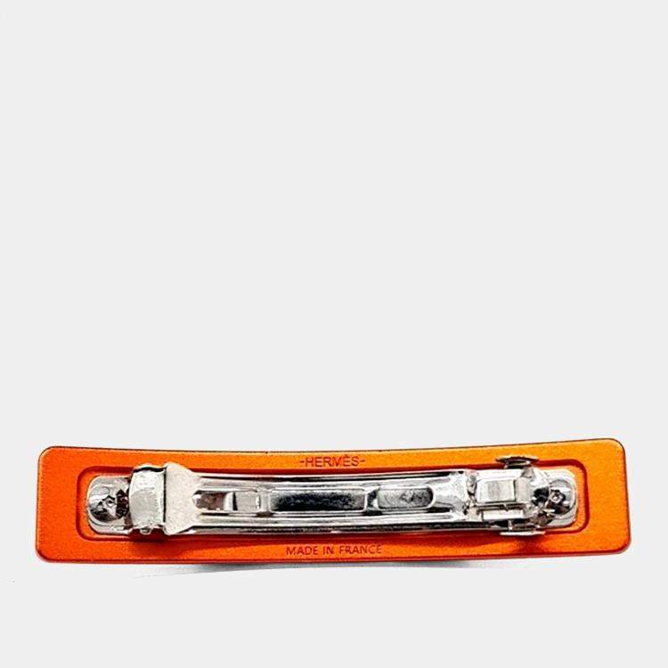Pre Owned Hermes Silver tone Orange Hairpin