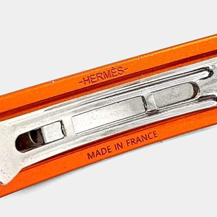Pre Owned Hermes Silver tone Orange Hairpin