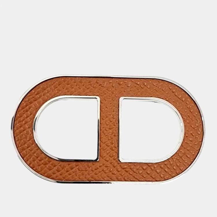 Pre Owned Hermes Chandal Orange Leather Brooch