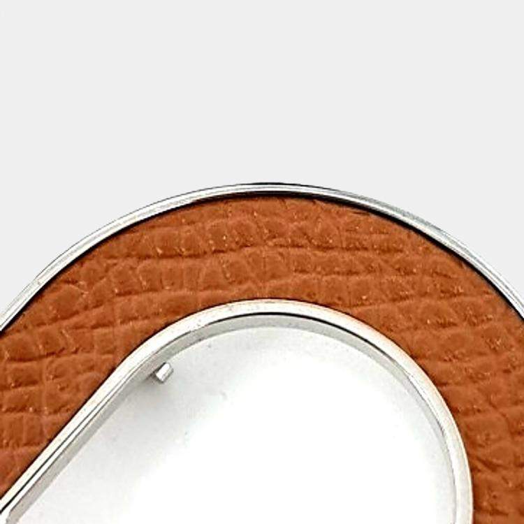 Pre Owned Hermes Chandal Orange Leather Brooch