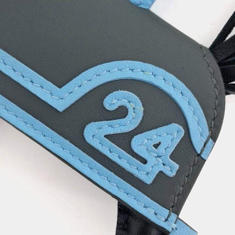 Pre Owned Hermes Blue Black Robeo Bag Charm Small