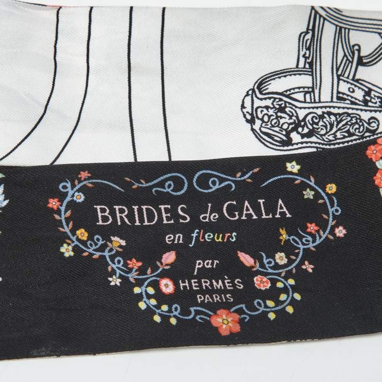 Pre Owned Hermès Black Brides de Gala en Fleurs Silk Twilly 