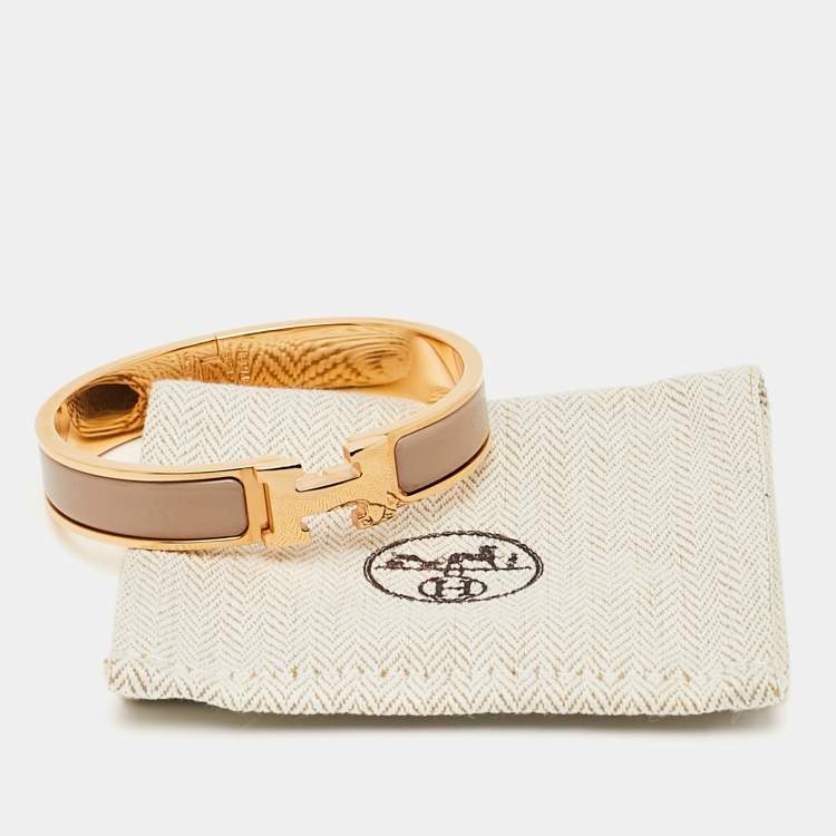 Pre Owned Hermes Clic H Enamel Rose Gold Plated Bracelet