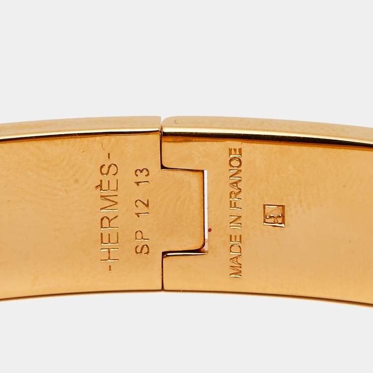 Pre Owned Hermes Clic H Enamel Rose Gold Plated Bracelet