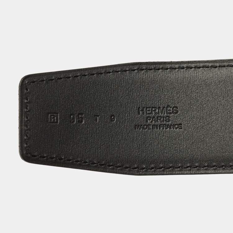 مملوكة مسبقًا Hermes Brushed Constance 95 CM Reversible Buckle Belt Blanc/Noir Epsom and Swift Leather