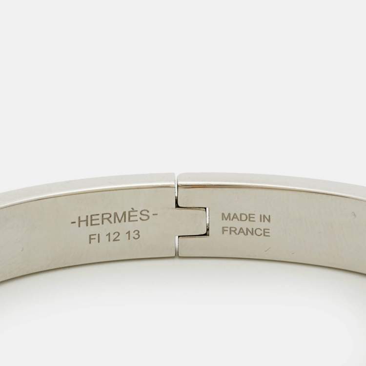 Pre Owned Hermès Mini Clic Chain De Ancre Enamel Two Tone Metal Bracelet