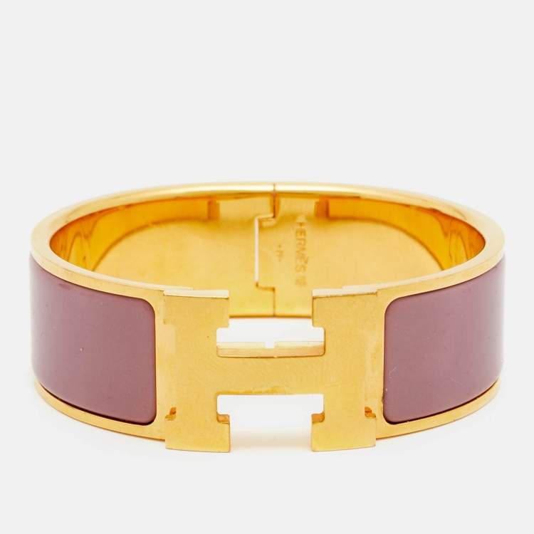 Pre Owned Hermès Clic Clac H Enamel Gold Plated Bracelet 