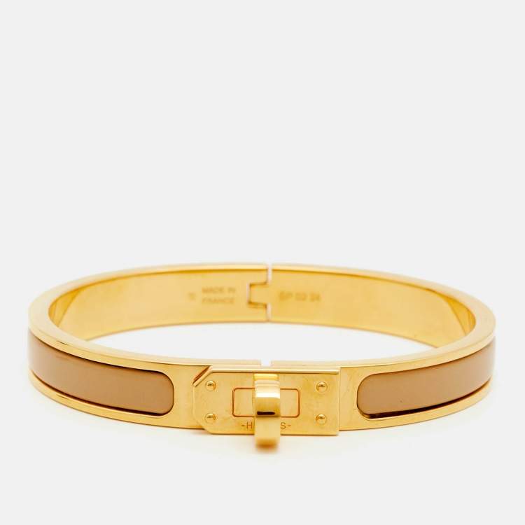 مملوكة مسبقًا Hermès Clic Kelly Enamel Gold Plated Bracelet