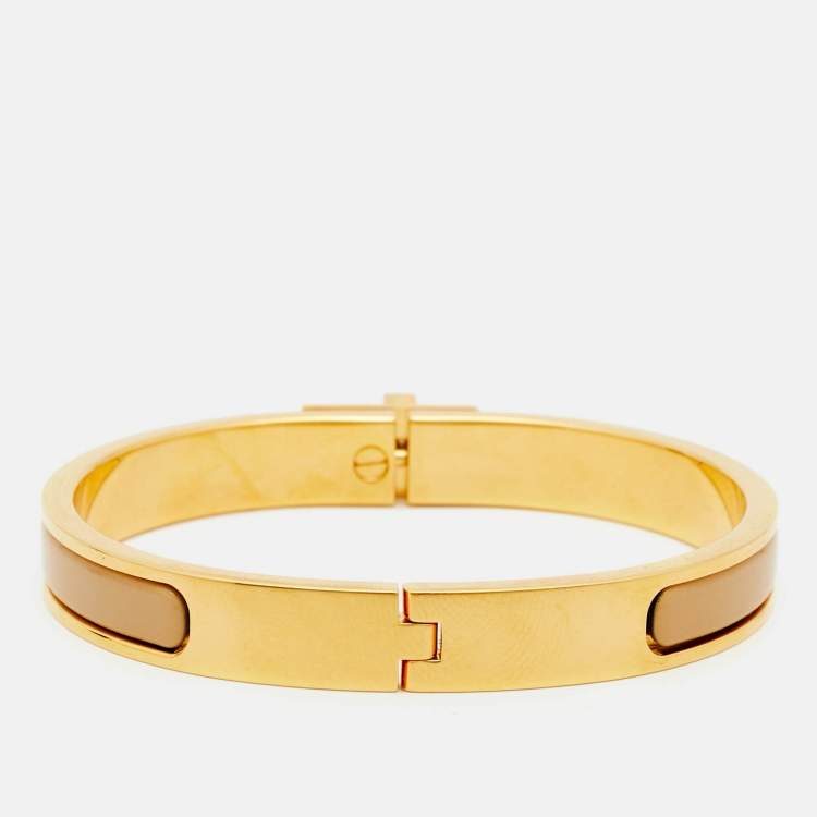 مملوكة مسبقًا Hermès Clic Kelly Enamel Gold Plated Bracelet