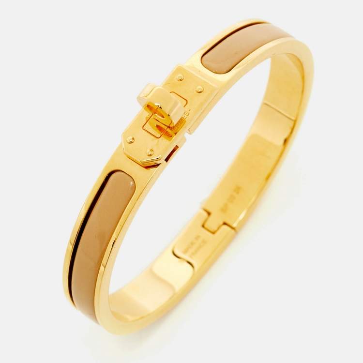 مملوكة مسبقًا Hermès Clic Kelly Enamel Gold Plated Bracelet