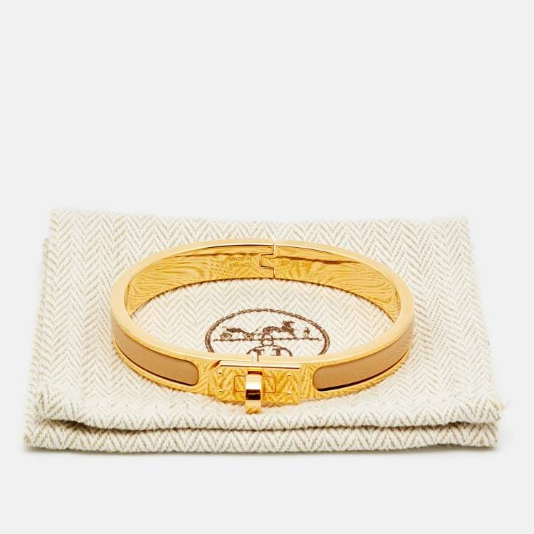 مملوكة مسبقًا Hermès Clic Kelly Enamel Gold Plated Bracelet