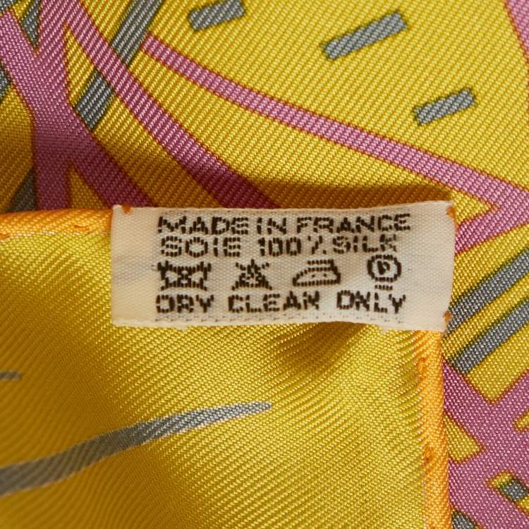 Pre Owned Hermès Yellow Pluie d'Etincelles Silk Scarf 45