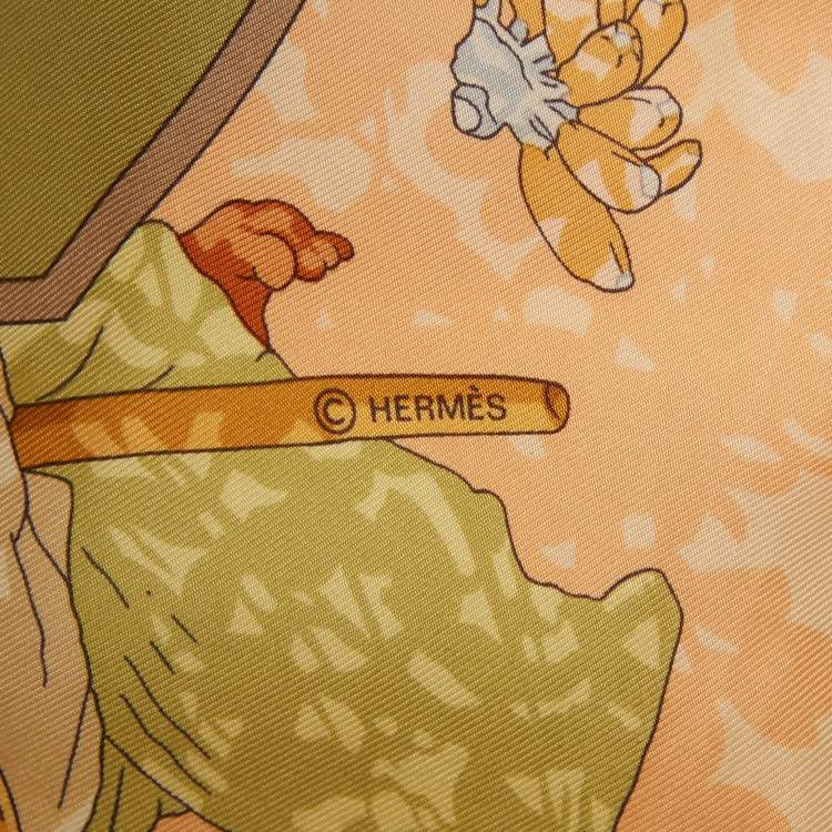 Pre Owned Hermès Vintage Pink Marché Flottant Du Lac Inlé Silk scarf 