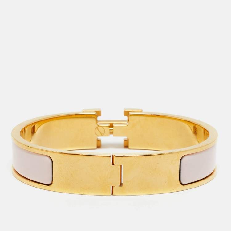 Pre Owned سوار هيرمس كليك إتش مطلي ذهب وإيناميل وردي