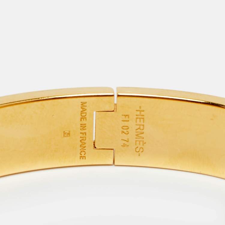 Pre Owned سوار هيرمس كليك إتش مطلي ذهب وإيناميل وردي