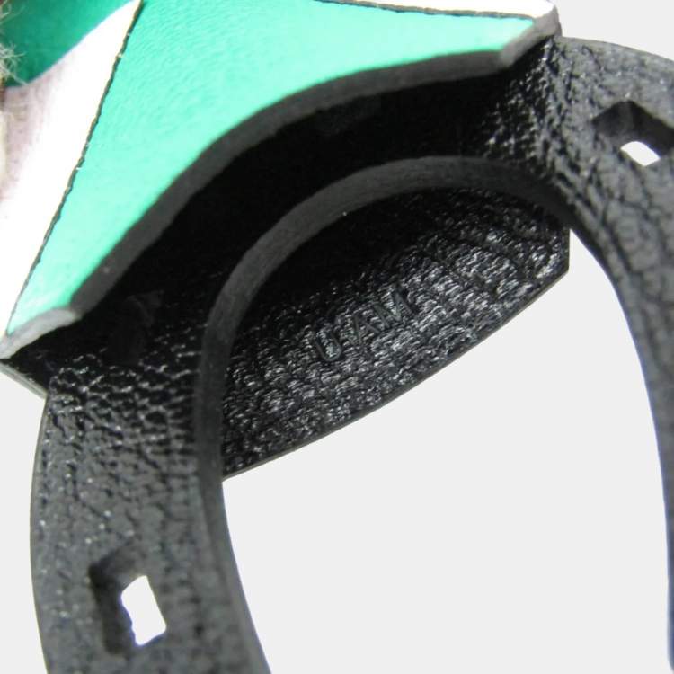 Pre Owned Hermes Barenia Leather Chevre Myzore Leather Handbag Charm Brown Green Light Pink Jockey Charm