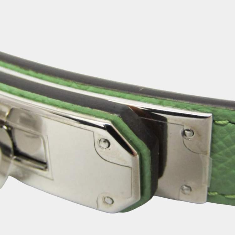 Pre Owned Hermes Kelly Pocket Belt 18  Leather Standard Belt Brown Green