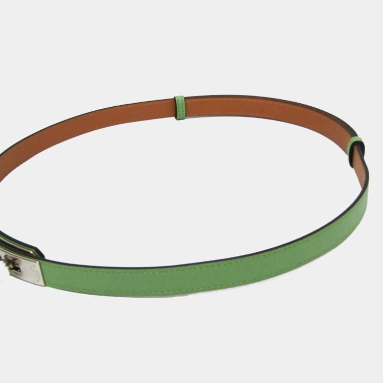Pre Owned Hermes Kelly Pocket Belt 18  Leather Standard Belt Brown Green