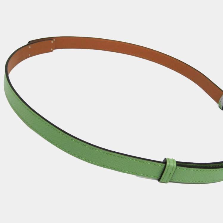 Pre Owned Hermes Kelly Pocket Belt 18  Leather Standard Belt Brown Green