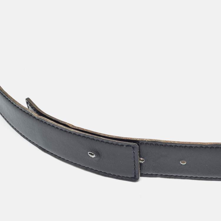 Pre Owned Hermès 85CM Waist Belt Strap Black/Dark Chocolat Swift and Box Leather 