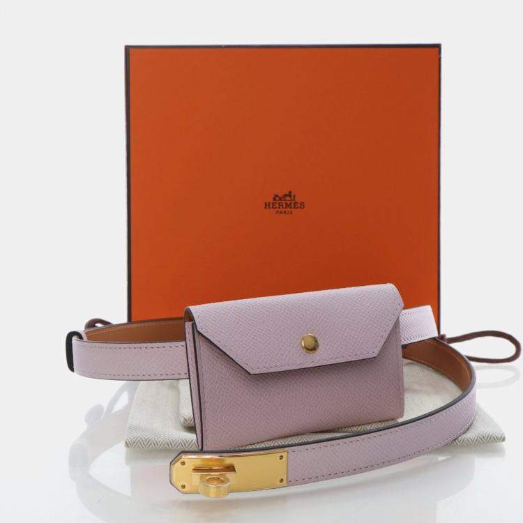Pre Owned Hermes Mauve Pale Epsom Kelly Pocket Belt 18